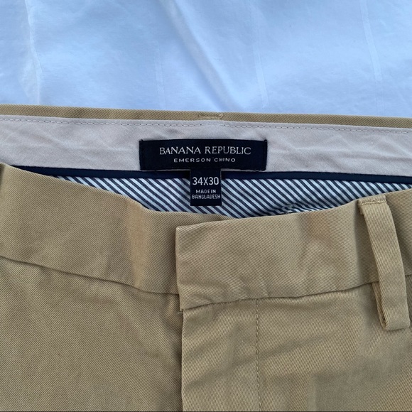 Banana Republic Men’s Emerson Straight Fit Flat Front Chino Pants 34” x 30” - Picture 2 of 4